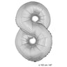 Folie Cijfer Ballon Nummer 8 Zilver XL 102cm (Leeg)