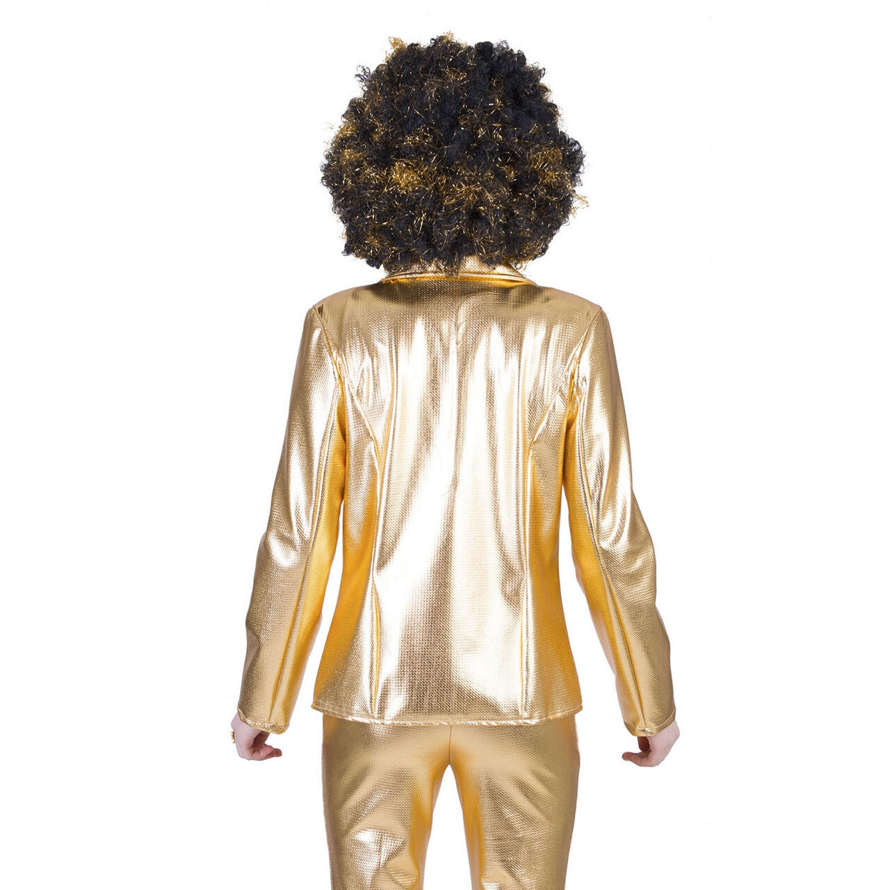 Op deze afbeelding zie je een Kostuums, van het merk Funny Fashion. Disco Fever Jack Glinsterend Goud Vrouw