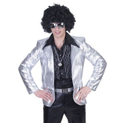 Op deze afbeelding zie je een Kostuums, van het merk Funny Fashion. Glanzend Zilver Disco Godheid Colbert Man