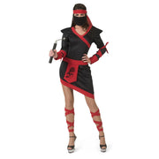 Op deze afbeelding zie je een Kostuums, van het merk Funny Fashion. Rood Zwarte Ninja Strijder Vol Doodsverachting Vrouw Kostuum