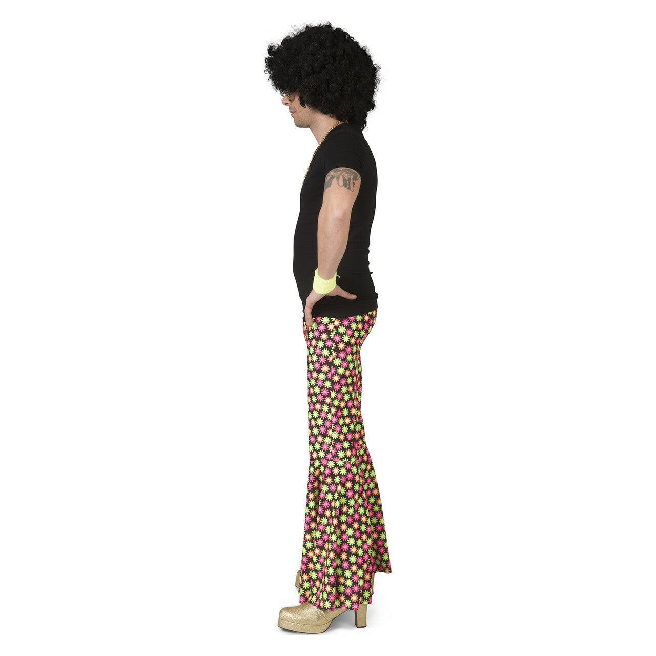 Op deze afbeelding zie je een Kostuums, van het merk Funny Fashion. Fluor Flower Power Goes Disco Broek Man