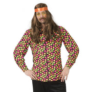 Op deze afbeelding zie je een Kostuums, van het merk Funny Fashion. Fluor Flower Power Goes Disco Shirt Man