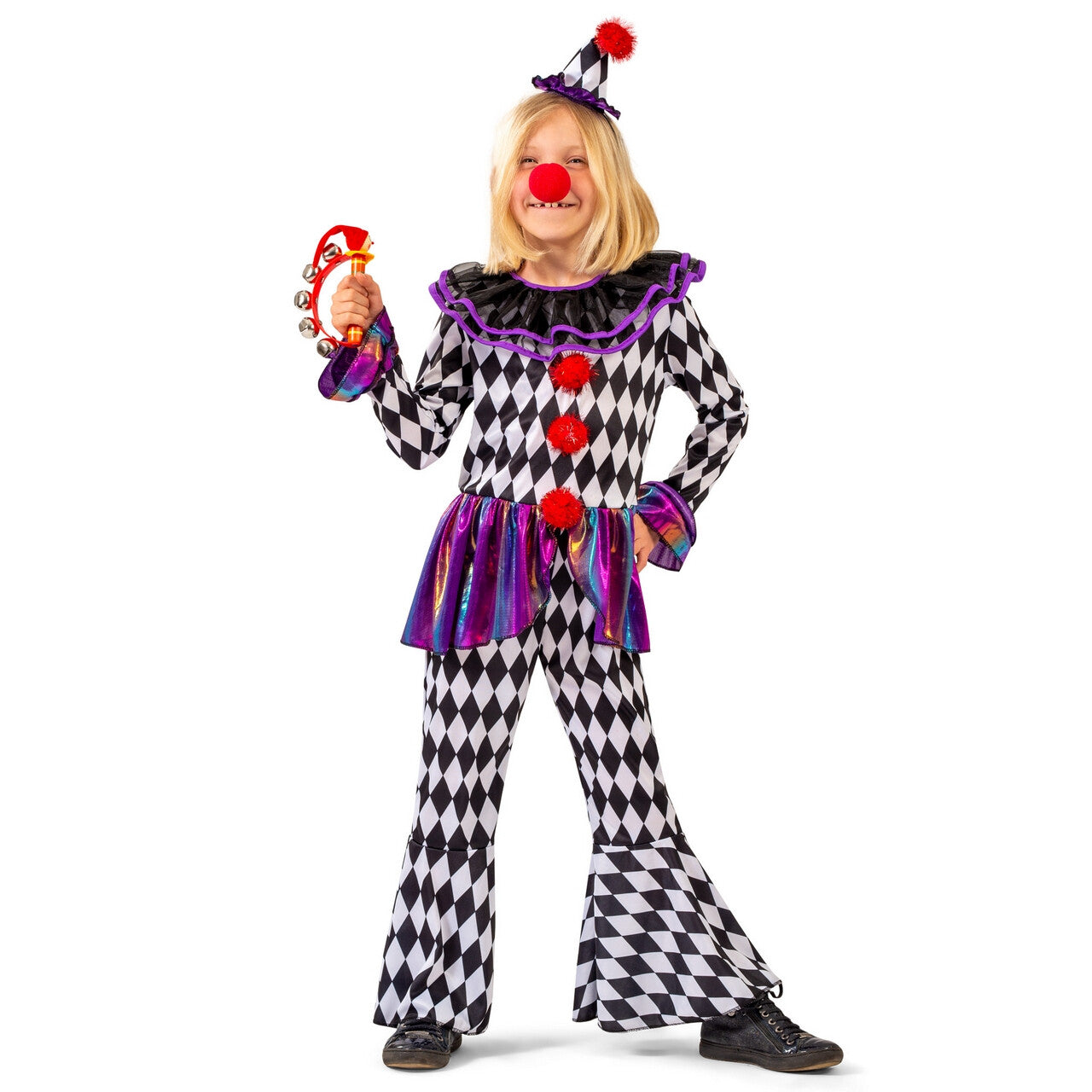 Op deze afbeelding zie je een Kostuums, van het merk Funny Fashion. Lollige Lola Clown Meisje Kostuum