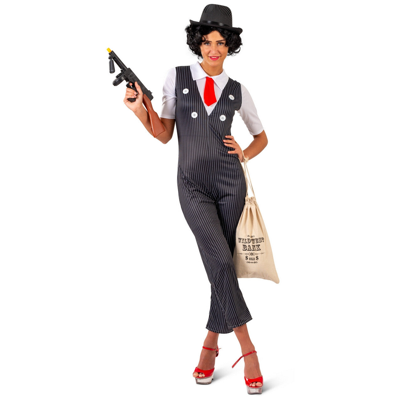 Op deze afbeelding zie je een Kostuums, van het merk Funny Fashion. Beruchte Maffiabazin Donna Vrouw Kostuum