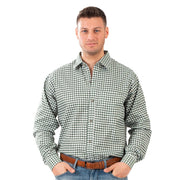 Op deze afbeelding zie je een Kostuums, van het merk Funny Fashion. Geblokte Blouse Tirol Groen / Wit Man