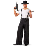 Op deze afbeelding zie je een Kostuums, van het merk Funny Fashion. Wijde Zwarte Broek Maffioso Man