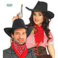Schwarzer Leder-Cowboyhut Wildwest