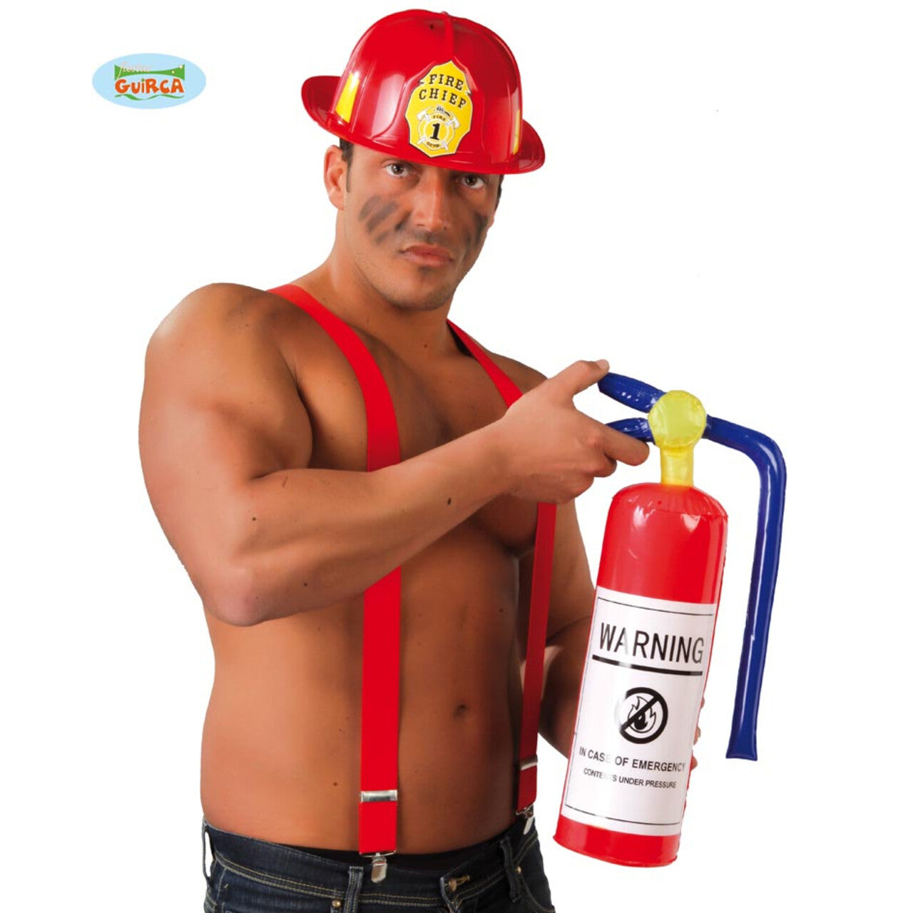 Op deze afbeelding zie je een Accessoires, van het merk Guirca. Opblaasbare Brandblusser Domme Brandweerman