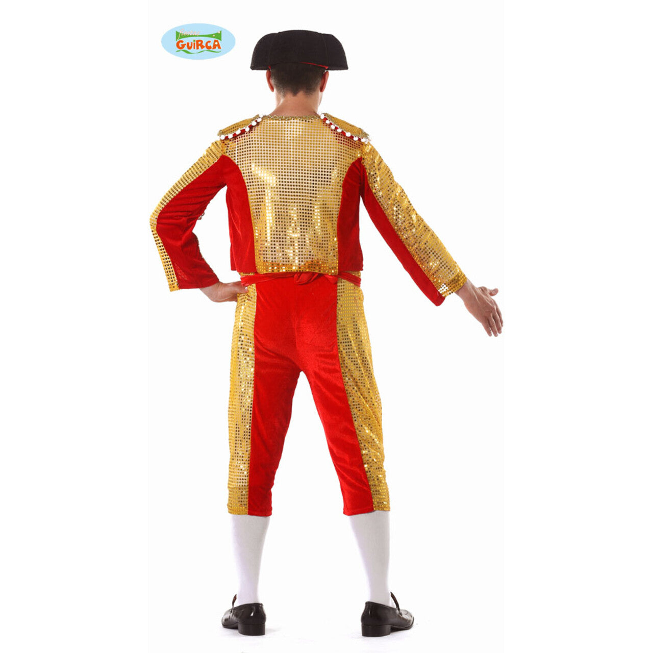 Op deze afbeelding zie je een Kostuums, van het merk Guirca. Miguel De Goud Rode Onverschrokken Stierenvechter Man Kostuum