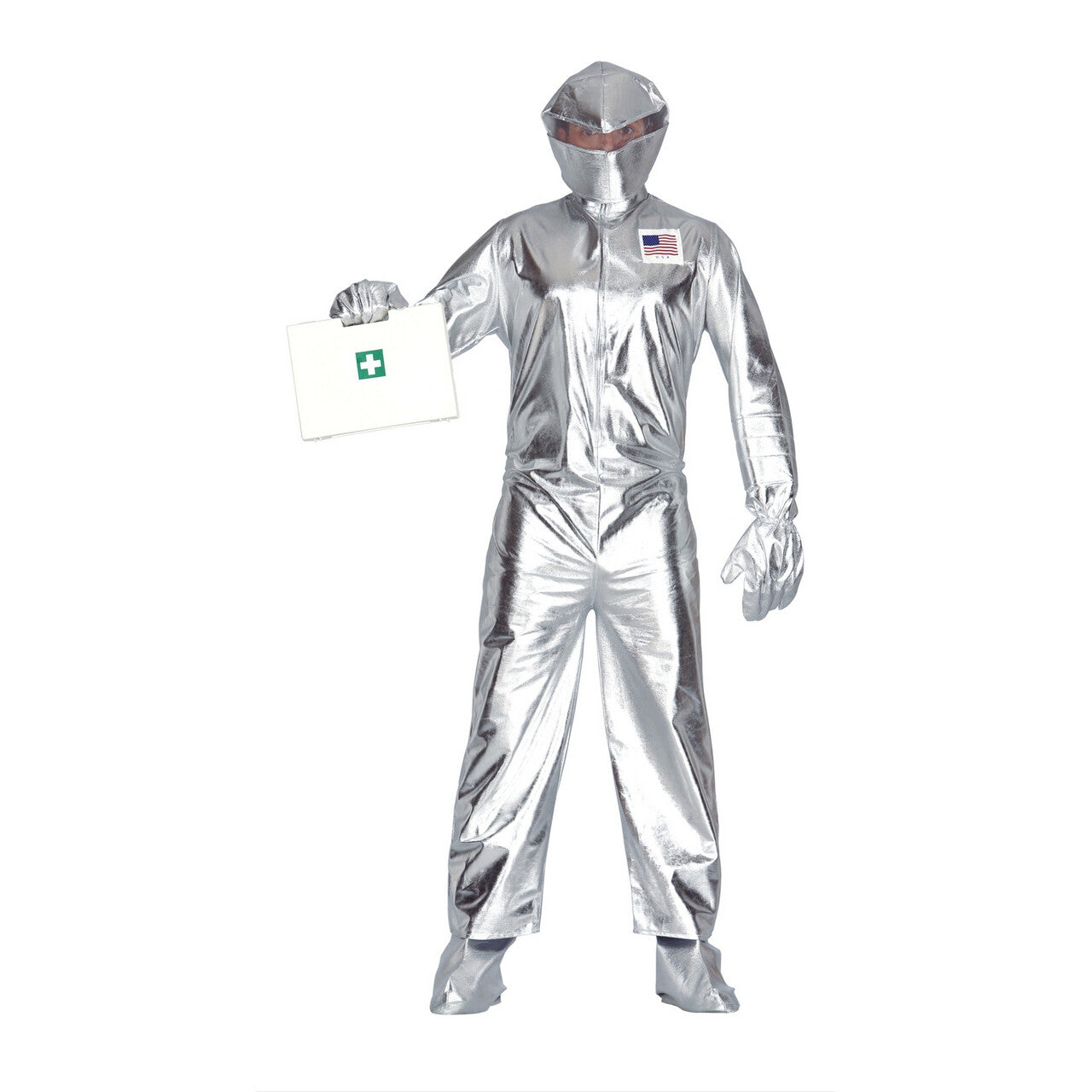 Op deze afbeelding zie je een Kostuums, van het merk Guirca. Zilver Ruimtevaart Man Kostuum