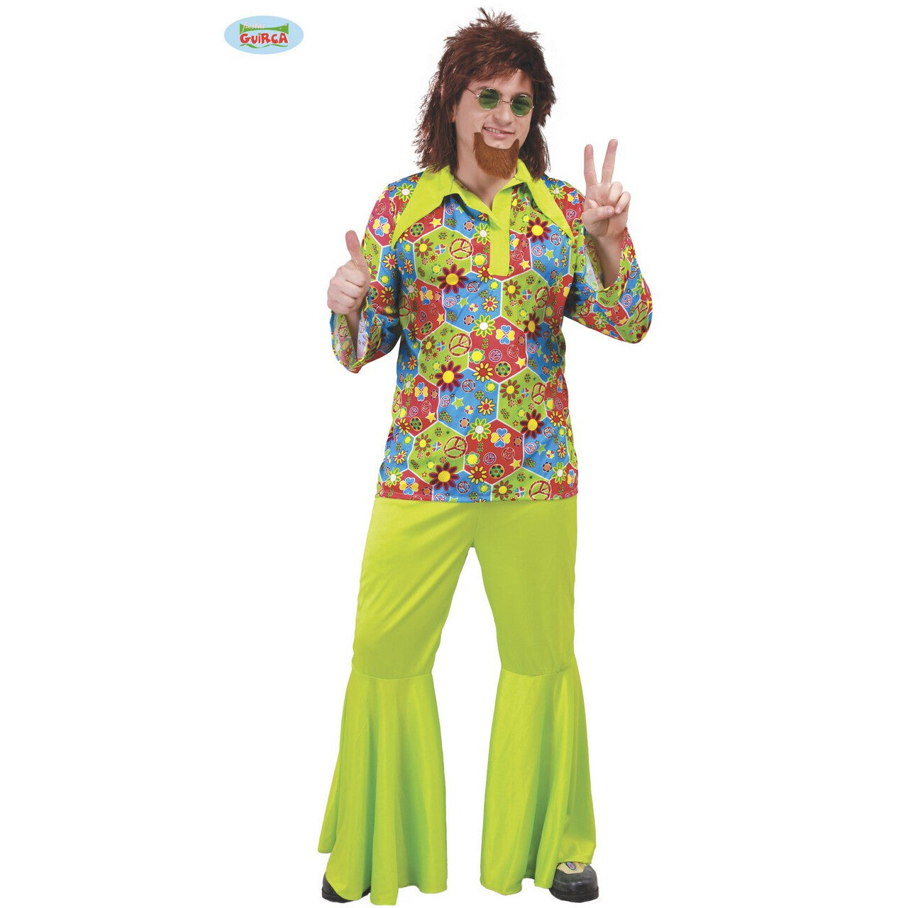 Op deze afbeelding zie je een Kostuums, van het merk Guirca. Far Out Flower Power Man Kostuum
