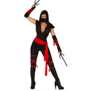 Op deze afbeelding zie je een Kostuums, van het merk Guirca. Sexy Flitsende Rood Zwarte Ninja Vrouw Kostuum