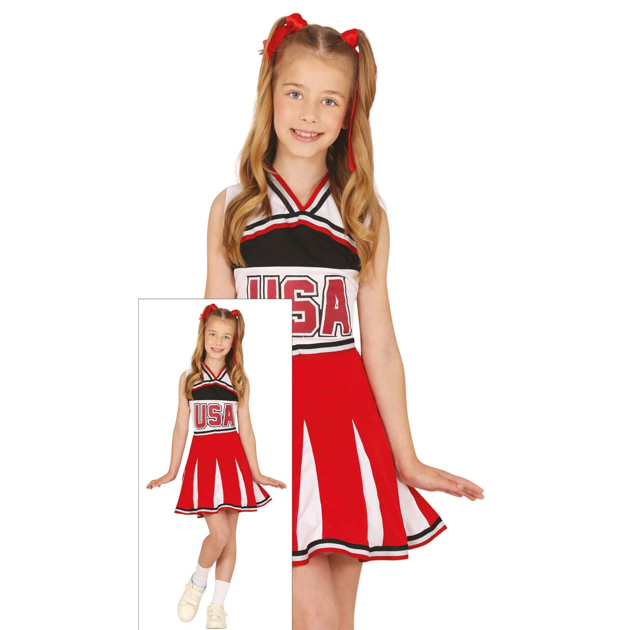 Op deze afbeelding zie je een Kostuums, van het merk Guirca. Enthousiaste Cheerleader Meisje Kostuum