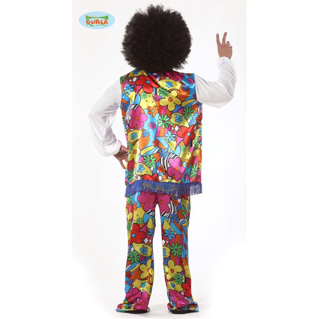 Op deze afbeelding zie je een Kostuums, van het merk Guirca. Kleurrijk Hair Hippie Man Kostuum