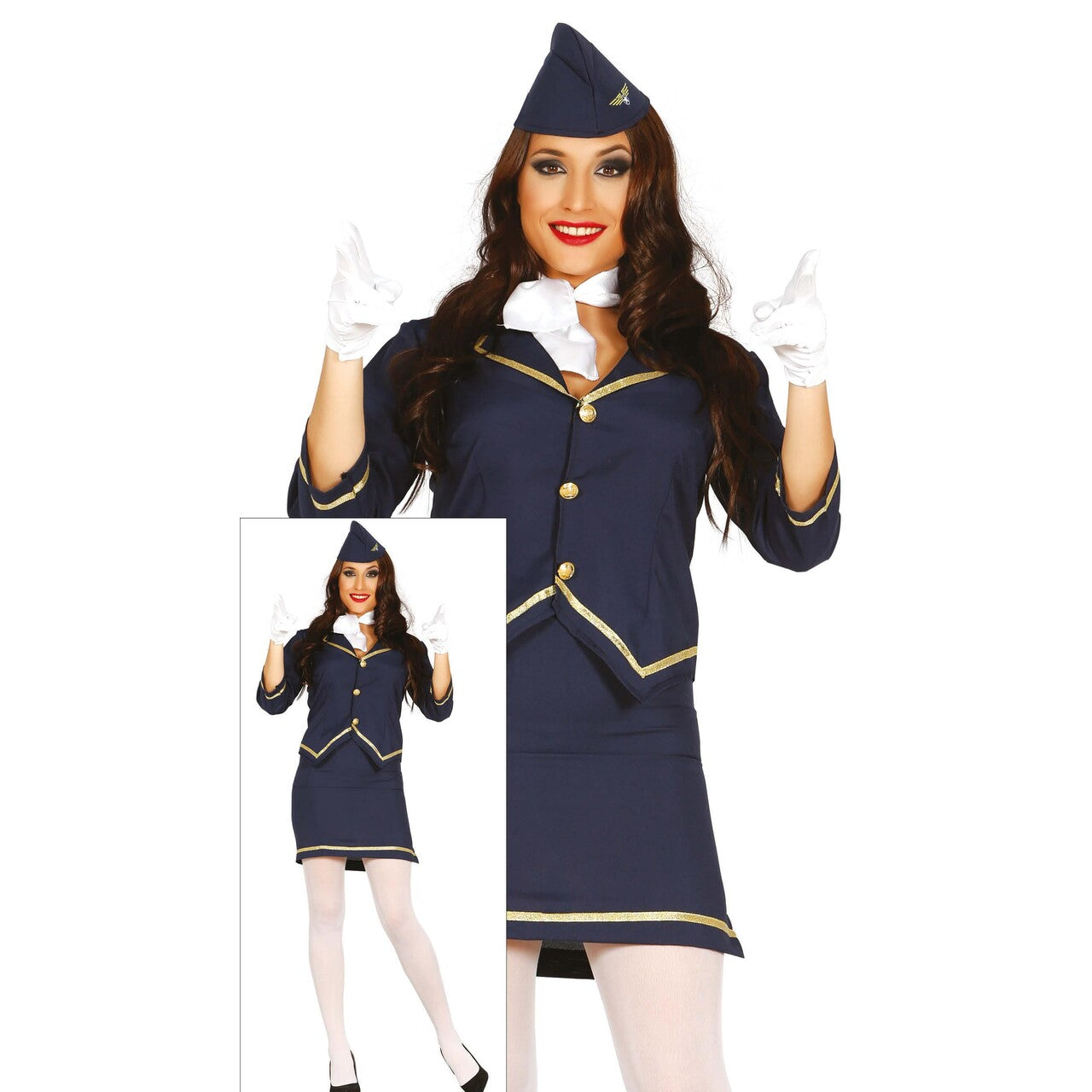 Op deze afbeelding zie je een Kostuums, van het merk Guirca. Hanna Hoogtepunt Stewardess Vrouw Kostuum