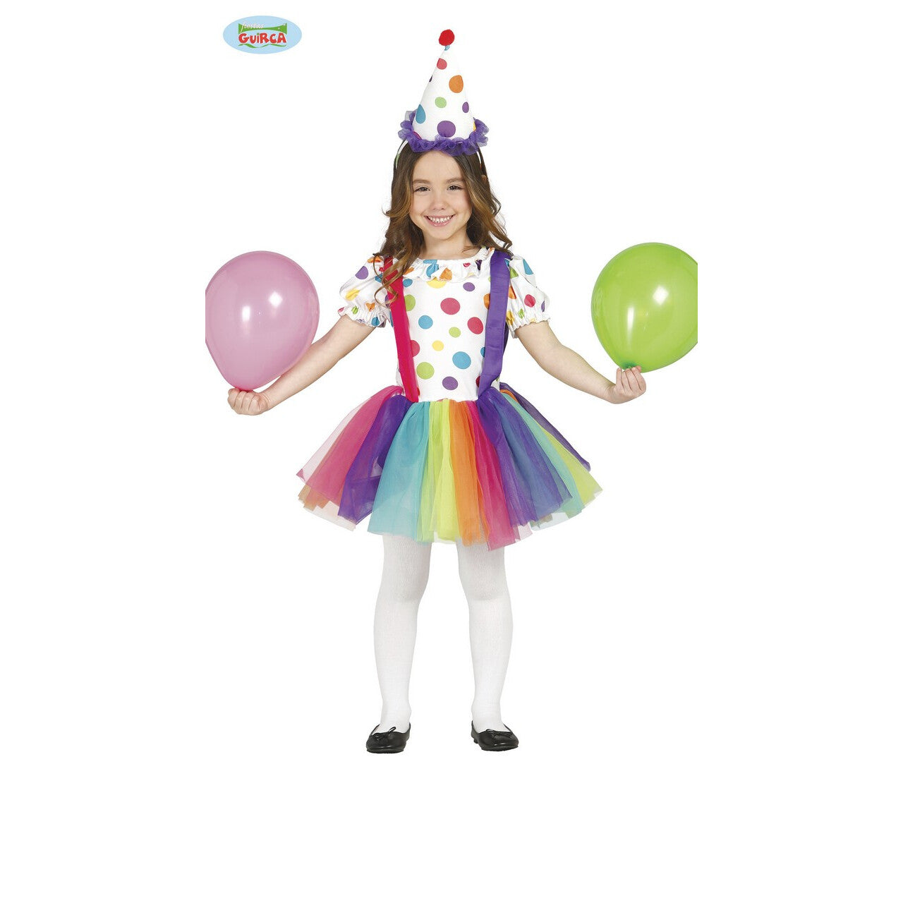 Op deze afbeelding zie je een Kostuums, van het merk Guirca. Snoezige Kleine Clown Meisje Kostuum