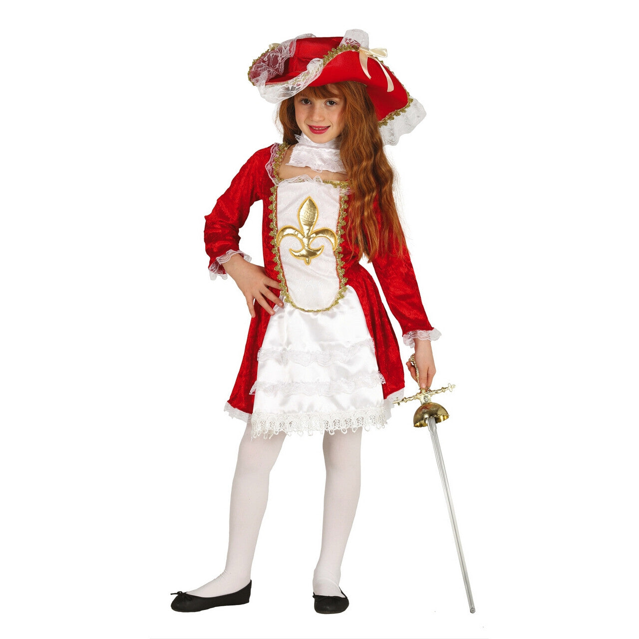 Op deze afbeelding zie je een Kostuums, van het merk Guirca. Madame Musketier Meisje Kostuum