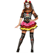 Op deze afbeelding zie je een Kostuums, van het merk Guirca. Fleurige Day Of The Dead Dame Vrouw Kostuum