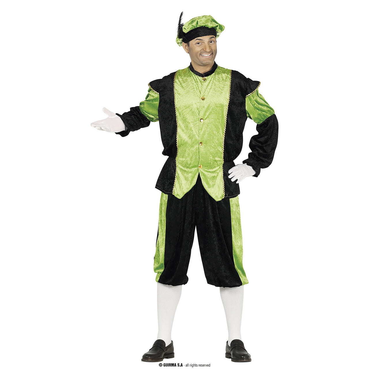 Op deze afbeelding zie je een Kostuums, van het merk Guirma. Roetveeg Piet Groen Man Kostuum