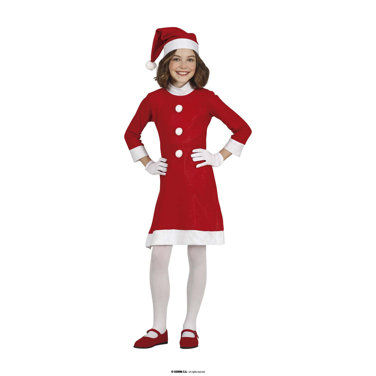 Op deze afbeelding zie je een Kostuums, van het merk Guirma. Winters Kerstmeisje Kostuum