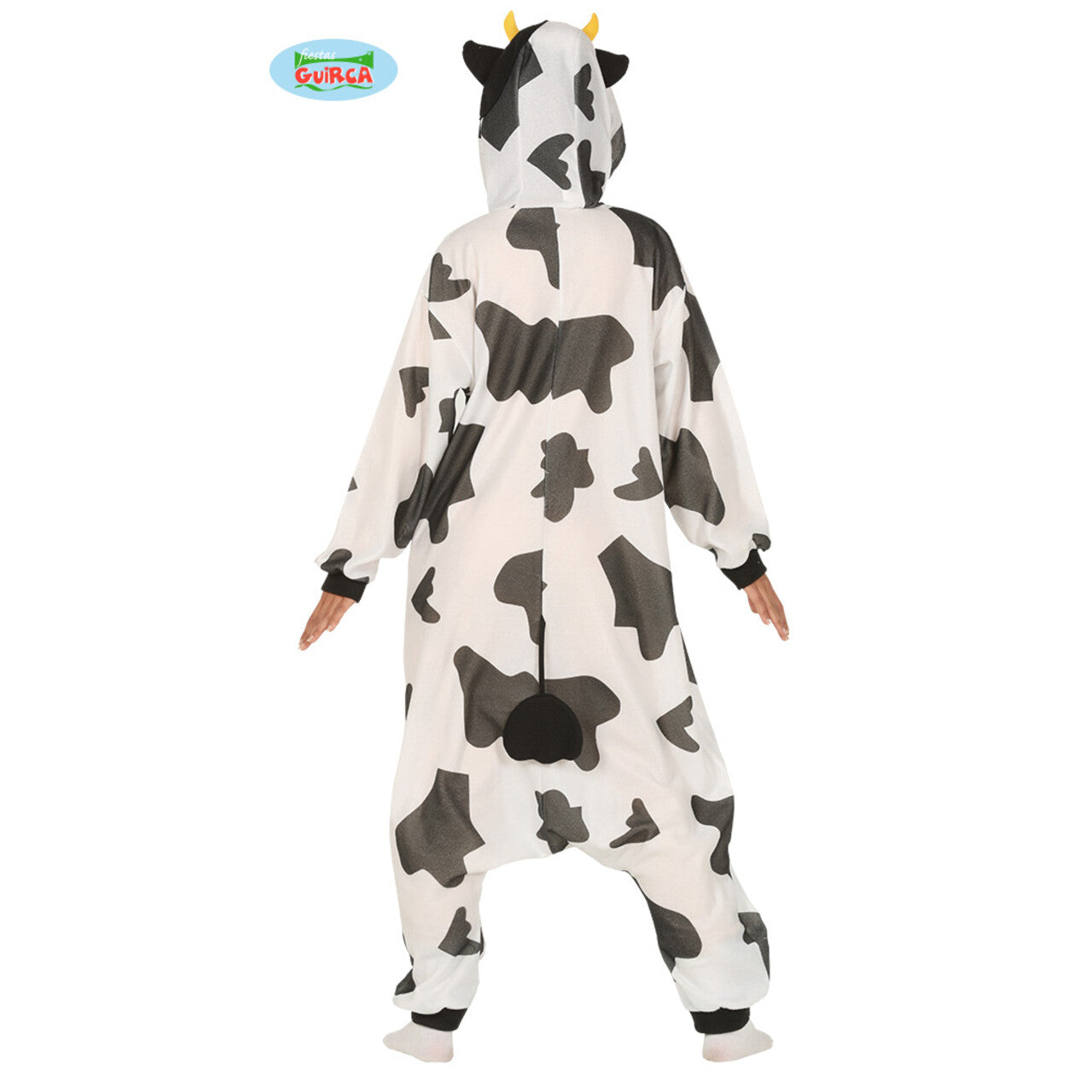 Op deze afbeelding zie je een Kostuums, van het merk Guirca. Zwarte Witte Melk Koe Kostuum
