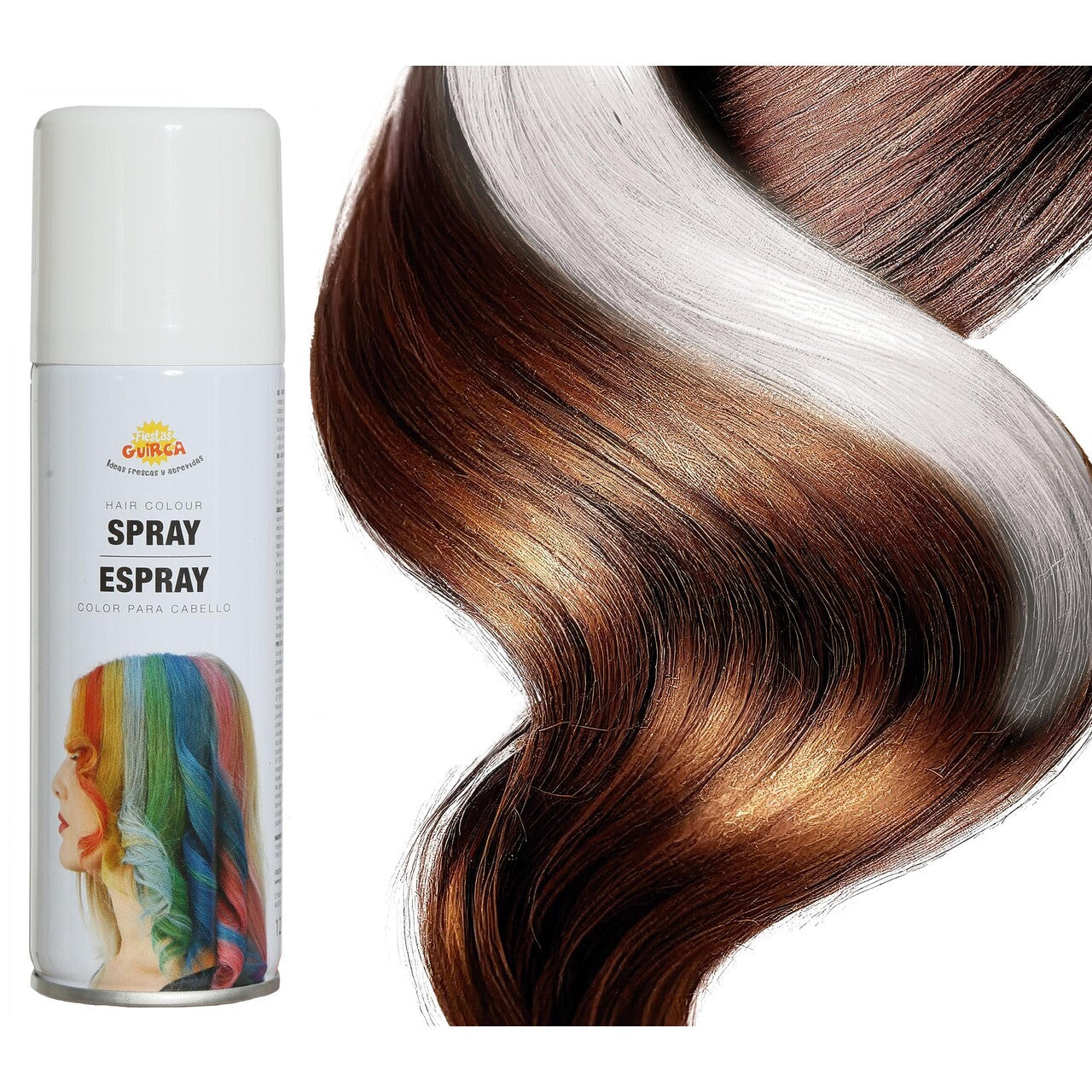 Op deze afbeelding zie je een Accessoires, van het merk Guirca. Fluorescerend Witte Haarspray
