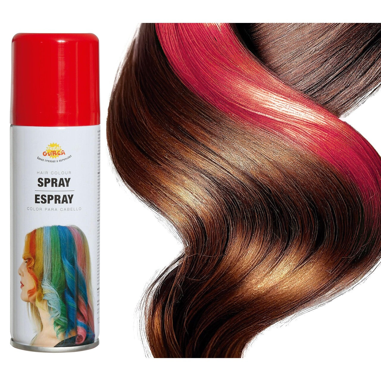 Op deze afbeelding zie je een Accessoires, van het merk Guirca. Fluorescerend Rode Haarspray