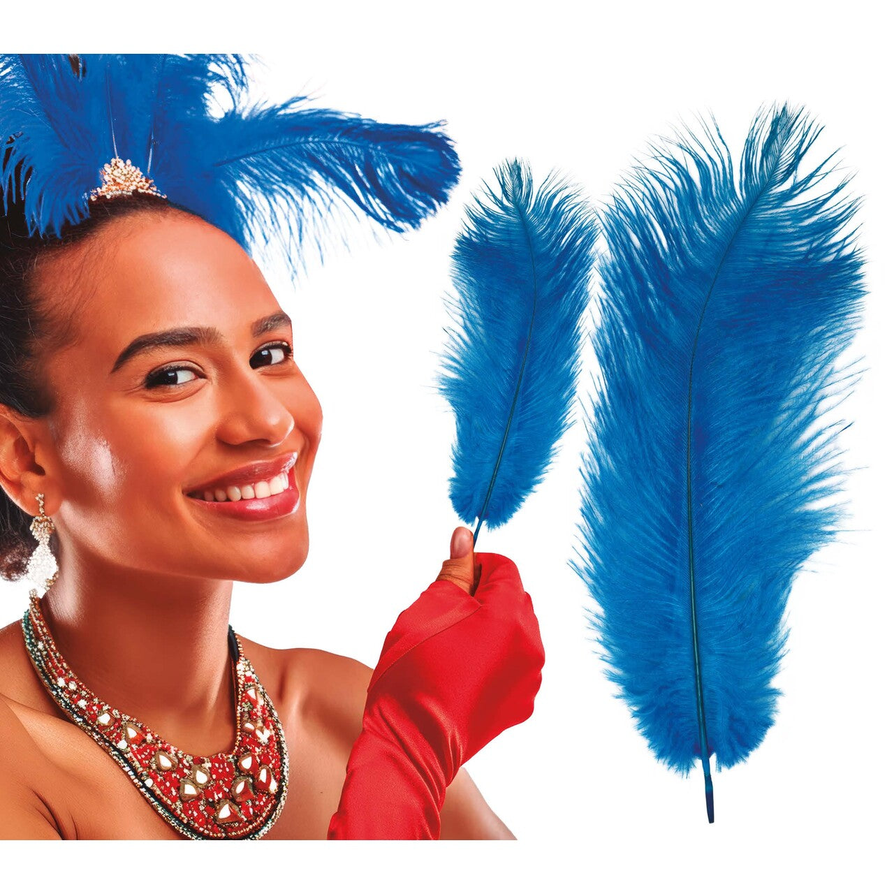 Op deze afbeelding zie je een Accessoires, van het merk Guirca. Burlesque Showgirl Pluimen Blauw 12 Stuks
