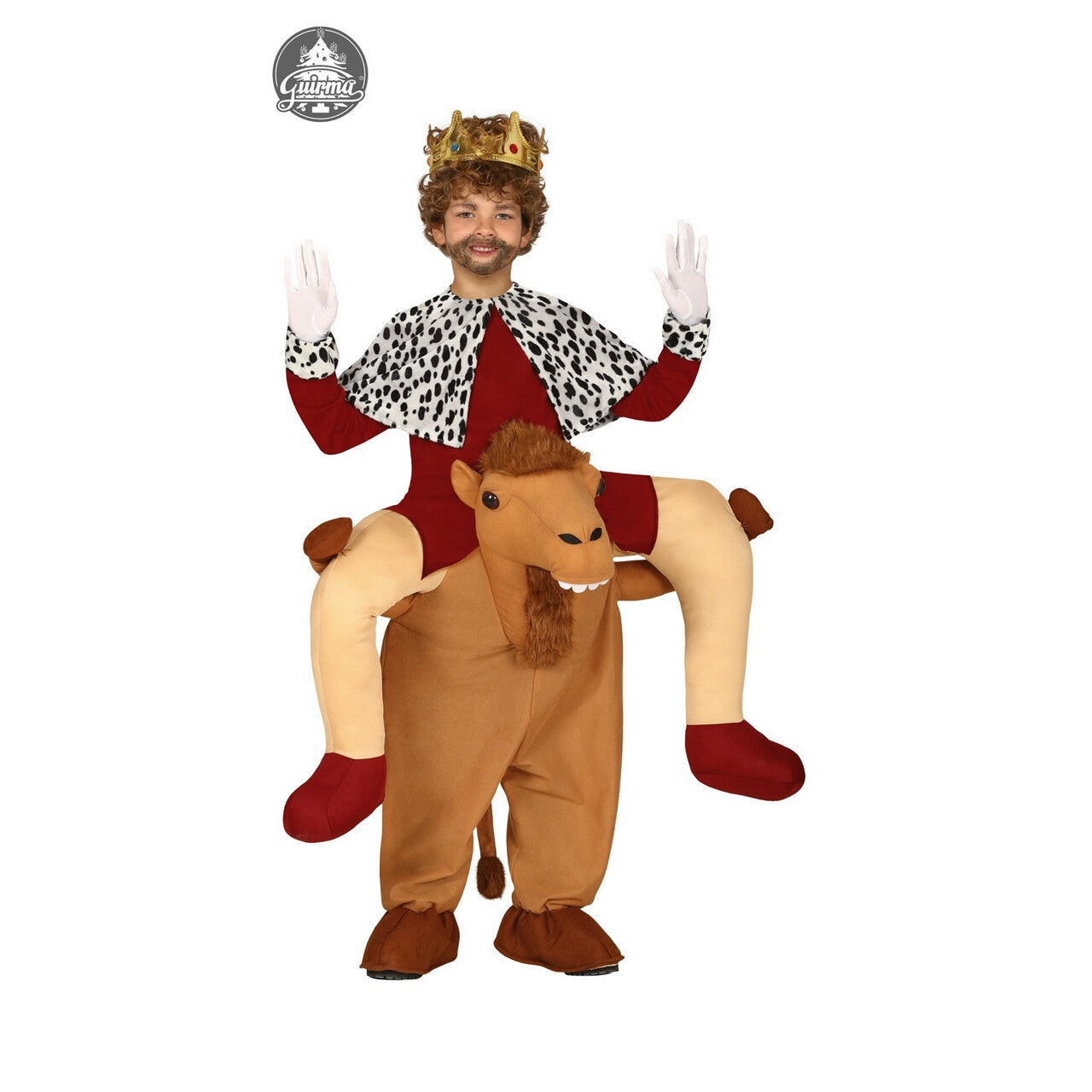 Op deze afbeelding zie je een Kostuums, van het merk Guirma. Driekoningen Caspar Op Een Kameel Kerstfeest Kind Kostuum