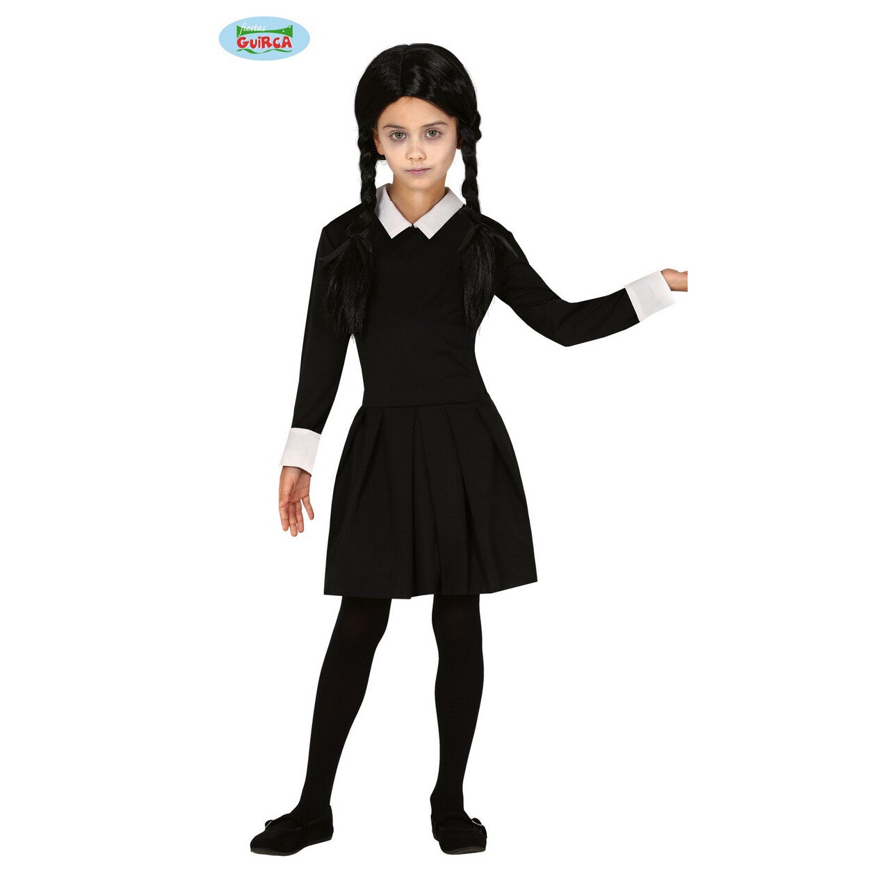 Op deze afbeelding zie je een Kostuums, van het merk Guirca. Thursday Addams Family Horror Meisje Kostuum