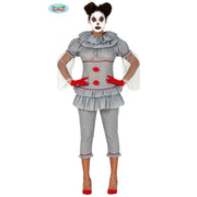 Op deze afbeelding zie je een Kostuums, van het merk Guirca. Grijze Maar Grappige Clown Circus Sassafras Vrouw Kostuum