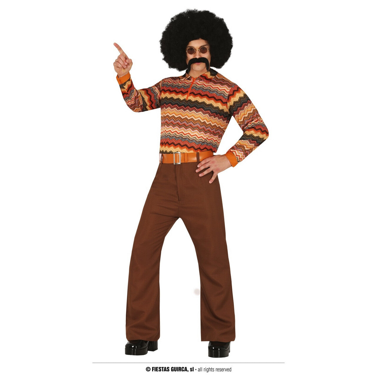 Op deze afbeelding zie je een Kostuums, van het merk Guirca. Terug Naar De Seventies Man Kostuum