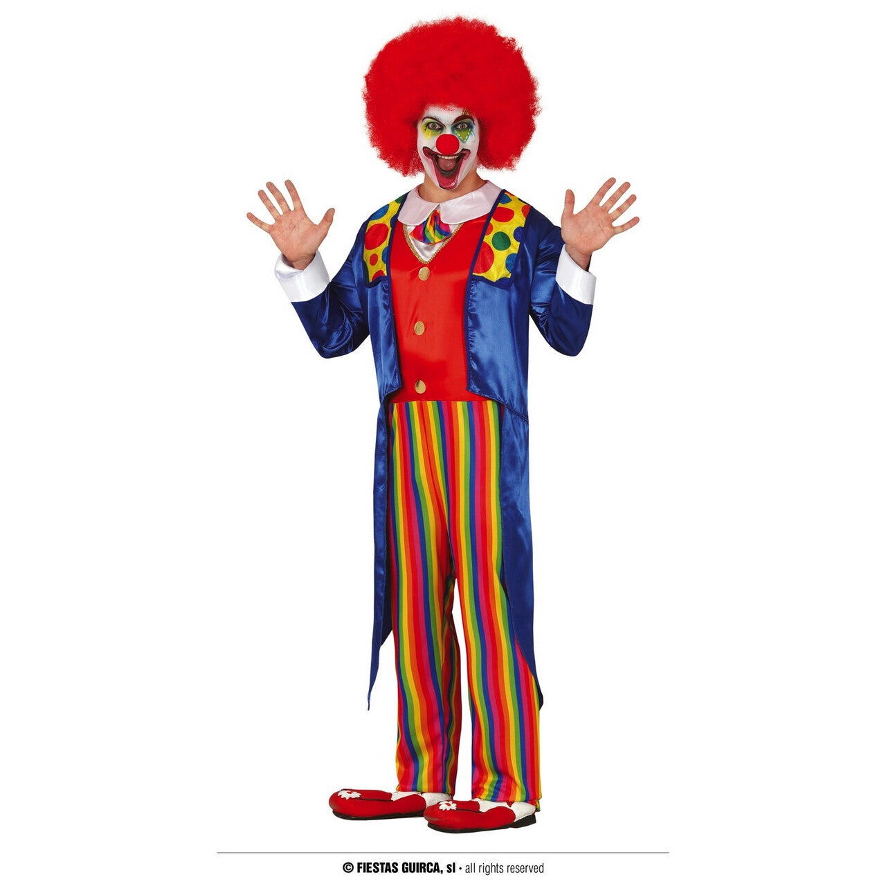 Op deze afbeelding zie je een Kostuums, van het merk Guirca. Fleurige Clown Sfeermaker Van Het Circus Man Kostuum