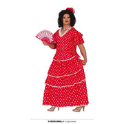 Op deze afbeelding zie je een Kostuums, van het merk Guirca. Rode Flamenco Danseres Travestiet Man Kostuum