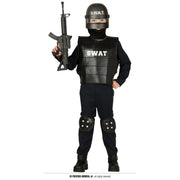 Op deze afbeelding zie je een Kostuums, van het merk Guirca. Swat Officier Geen Half Werk Kind Kostuum