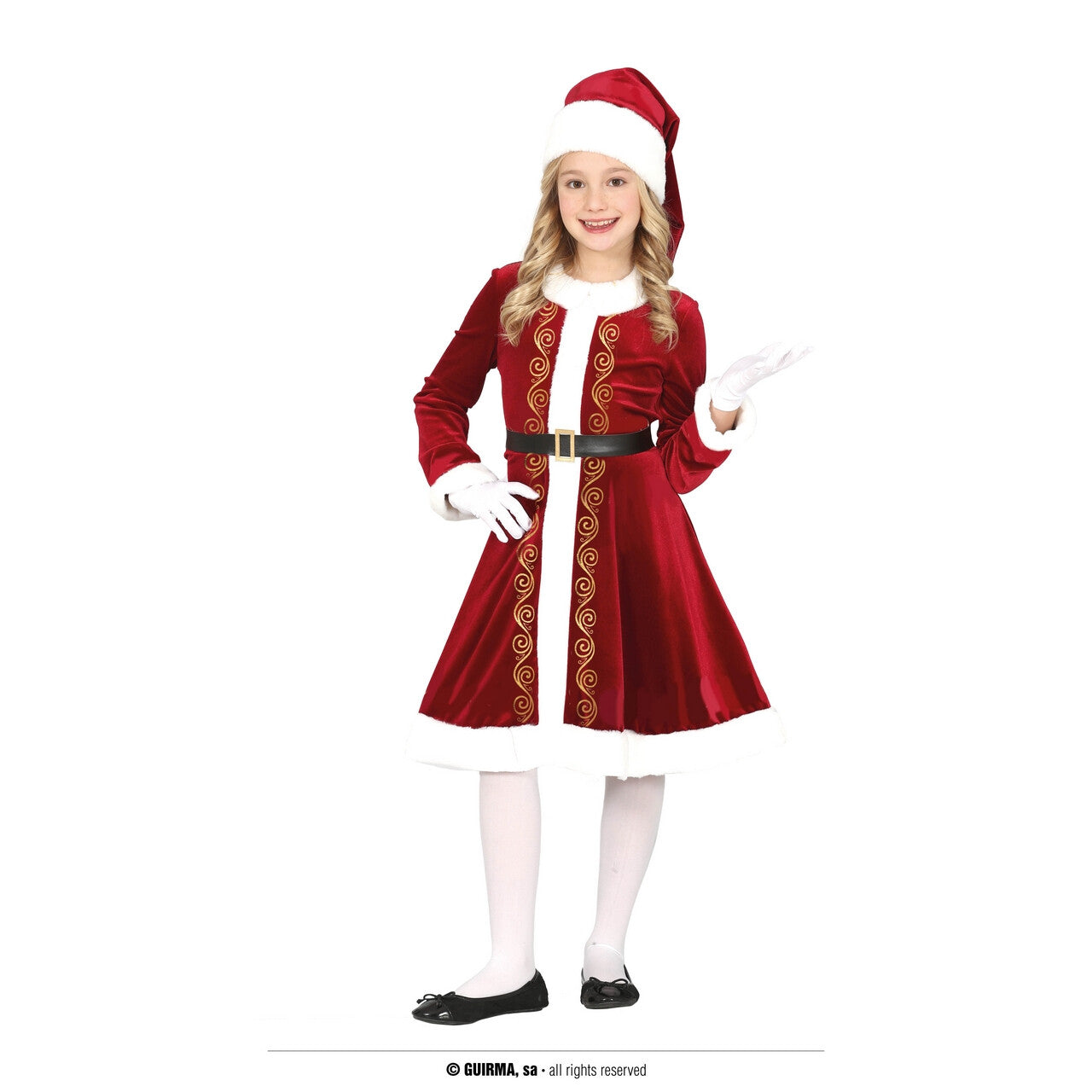 Op deze afbeelding zie je een Kostuums, van het merk Guirma. Luxe Miss Santa Claudette Meisje Kostuum