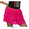 80er Spitzenrock Neonpink Damen