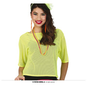 Op deze afbeelding zie je een Kostuums, van het merk Guirca. So 80s Visnet Neon Geel Shirt Vrouw