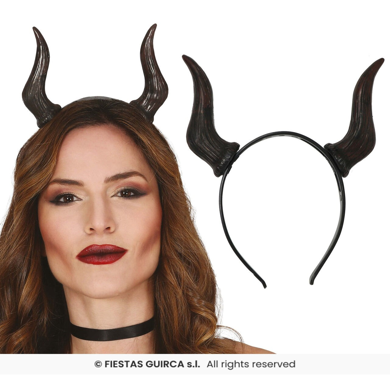 Op deze afbeelding zie je een Accessoires, van het merk Guirca. Laat De Demon Los, Haarband Met Hoorns
