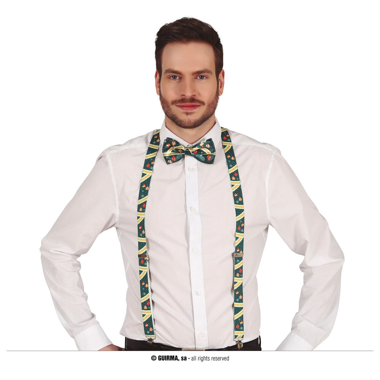 Op deze afbeelding zie je een Accessoires, van het merk Guirma. Bretels Groene Kerst