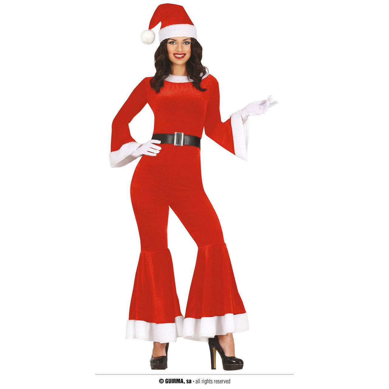 Op deze afbeelding zie je een Kostuums, van het merk Guirma. Funky Santa Claus Vrouw Kostuum