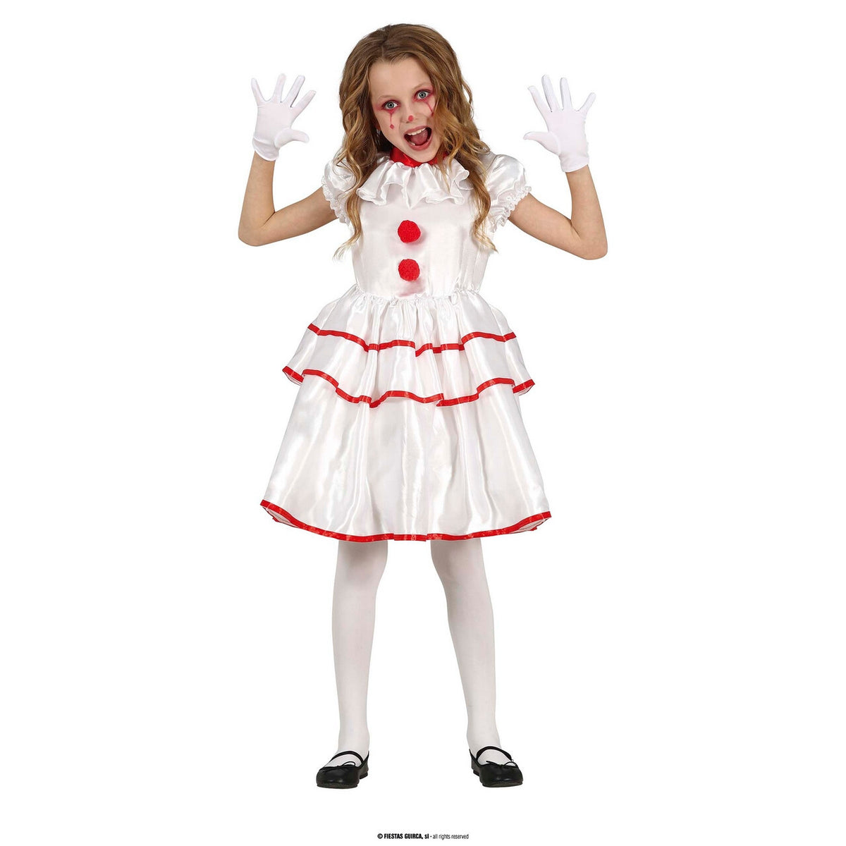 Op deze afbeelding zie je een Kostuums, van het merk Guirca. Poppy De Clown Meisje Kostuum