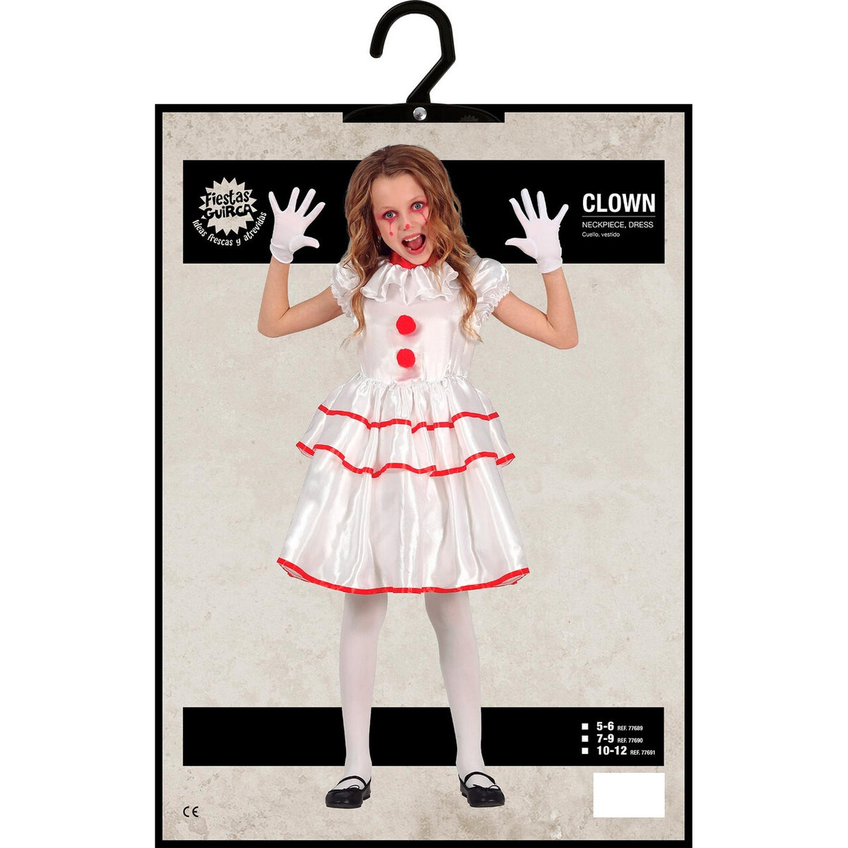 Op deze afbeelding zie je een Kostuums, van het merk Guirca. Poppy De Clown Meisje Kostuum