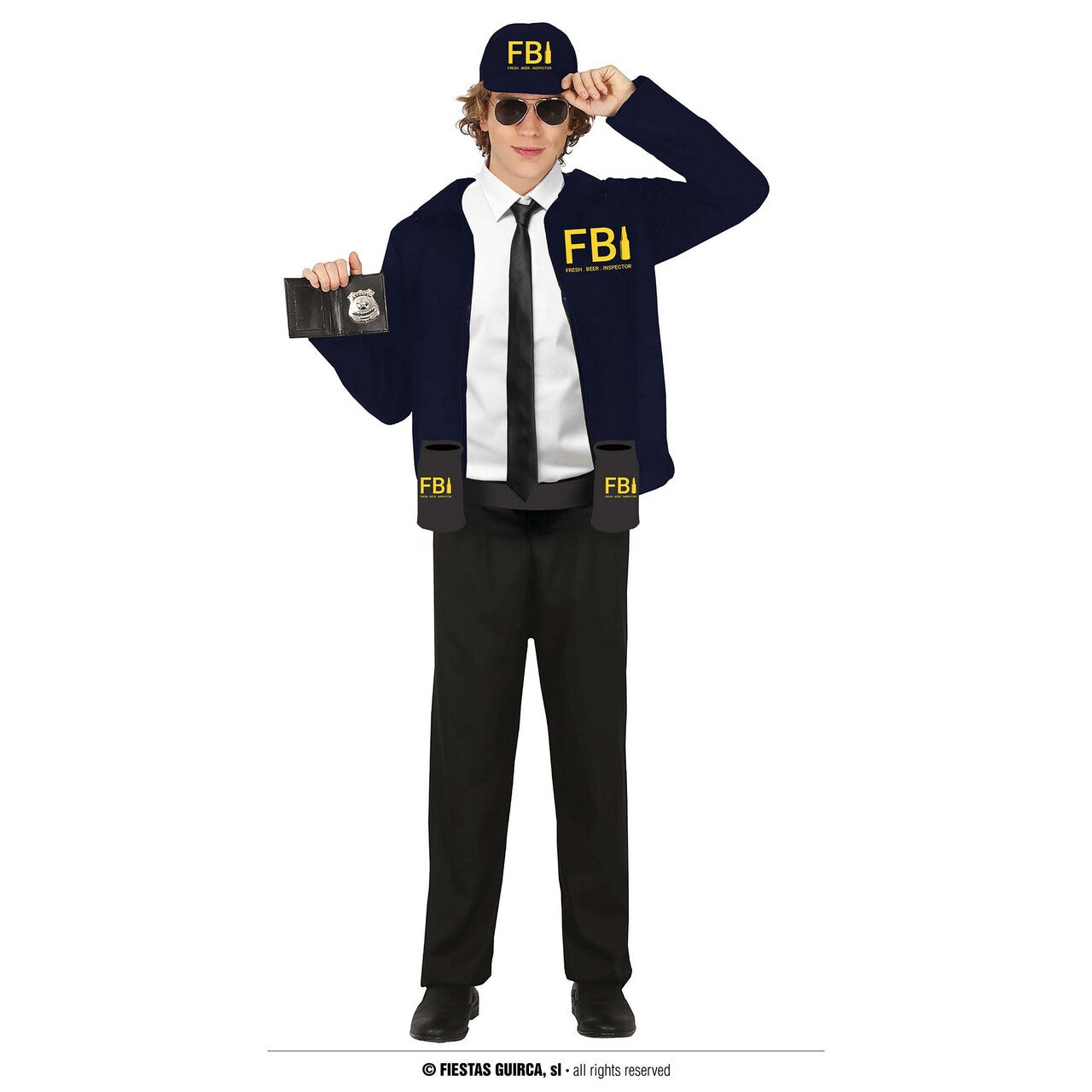 Op deze afbeelding zie je een Kostuums, van het merk Guirca. Fresh Beer Inspector Kei Gezellige Fbi Man Kostuum