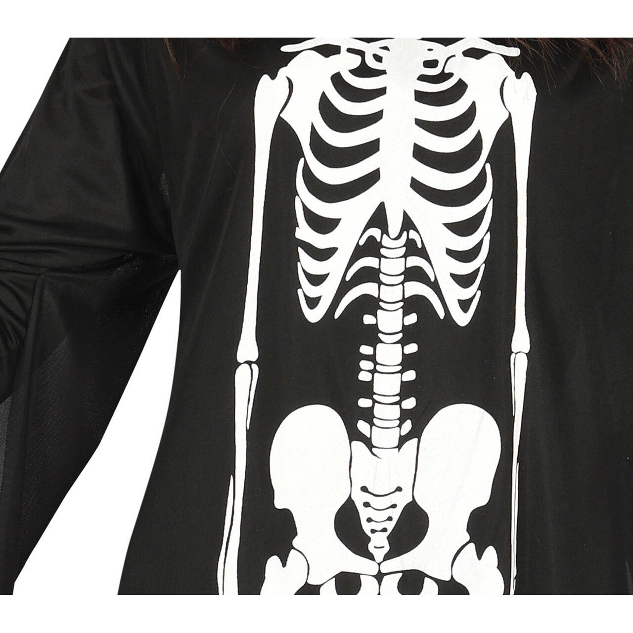 Op deze afbeelding zie je een Kostuums, van het merk Guirca. Hanging Skeleton Vrouw Kostuum