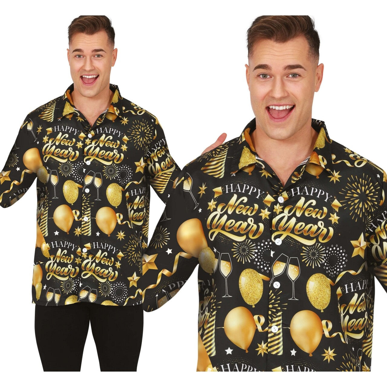 Op deze afbeelding zie je een Kostuums, van het merk Guirca. Happy New Year Golden Party Overhemd Man