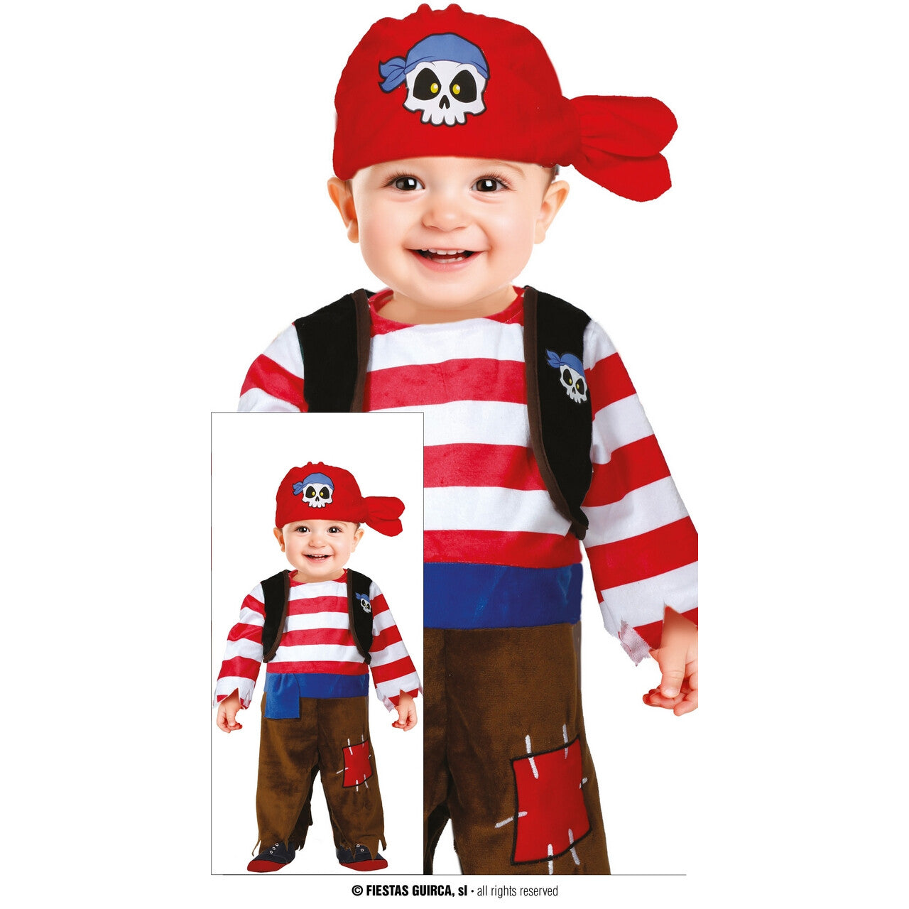 Op deze afbeelding zie je een Kostuums, van het merk Guirca. Kleine Baby Piraat Melkzoeker Kind Kostuum