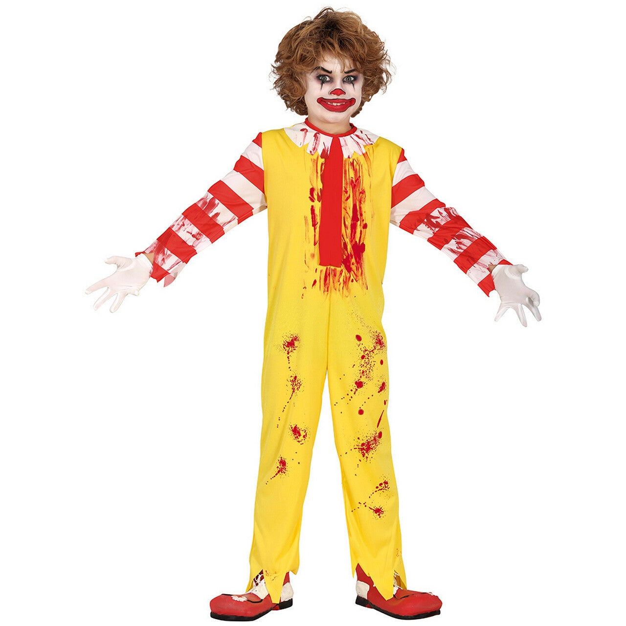 Op deze afbeelding zie je een Kostuums, van het merk Guirca. Mcfastfood Burger Clown Kind Kostuum