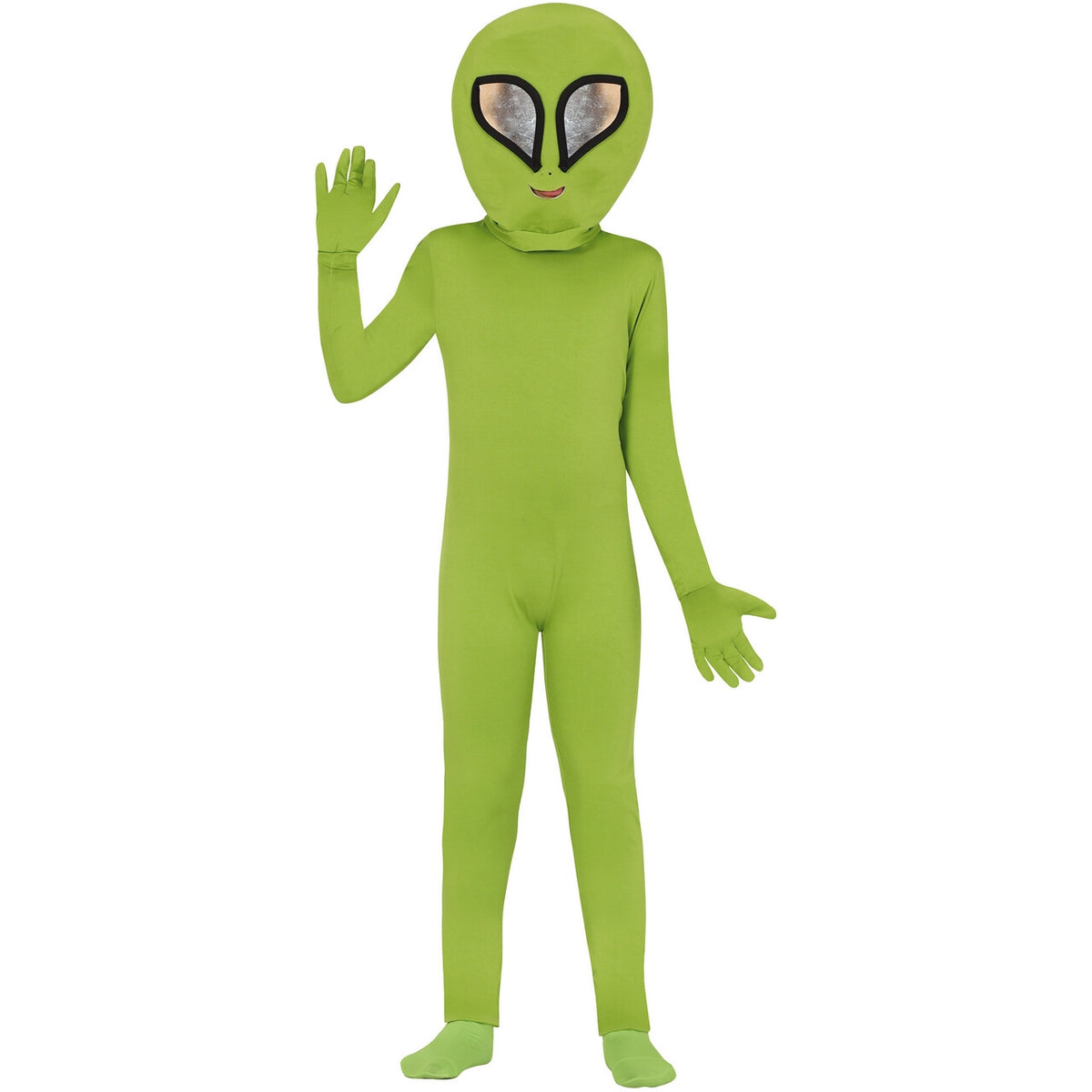 Op deze afbeelding zie je een Kostuums, van het merk Guirca. Groen Marsmannetje Kind Kostuum