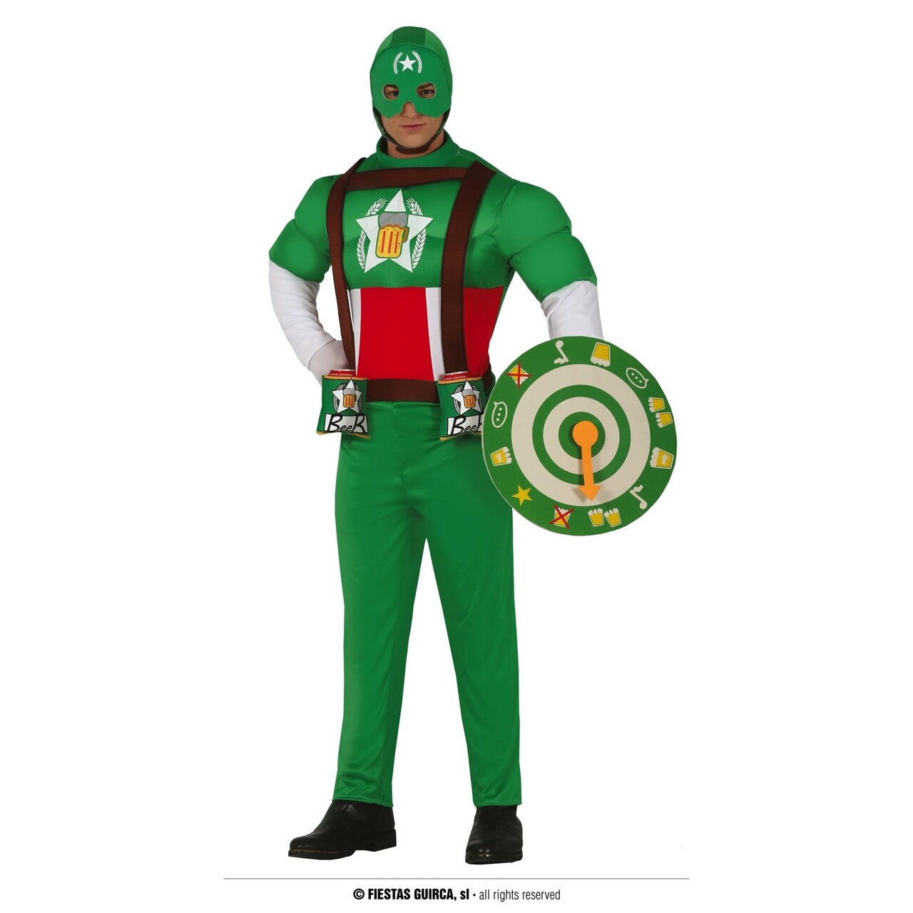 Op deze afbeelding zie je een Kostuums, van het merk Guirca. Superheld Bierfeest Kapitein Pils Man Kostuum